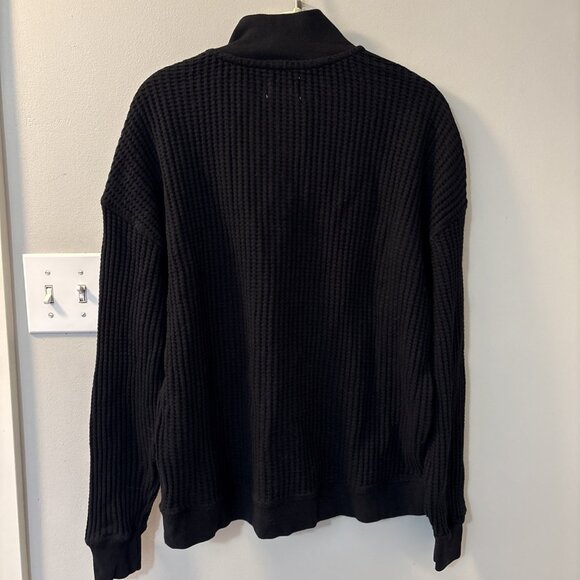 Mate the Label Medium Organic Waffle Collared Half Zip Black Medium - FLAW - Picture 8 of 8